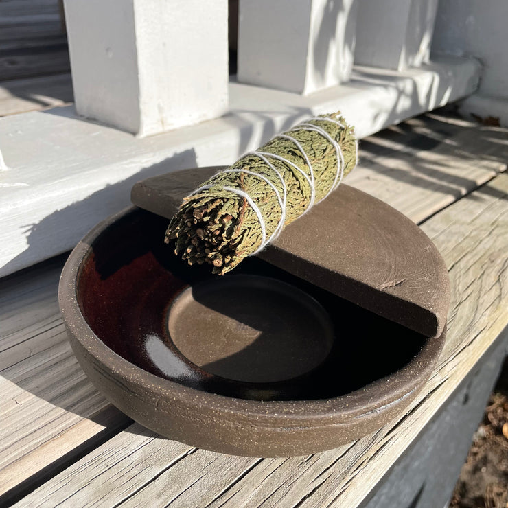 Deep Black Temple Crucible Incense Burner