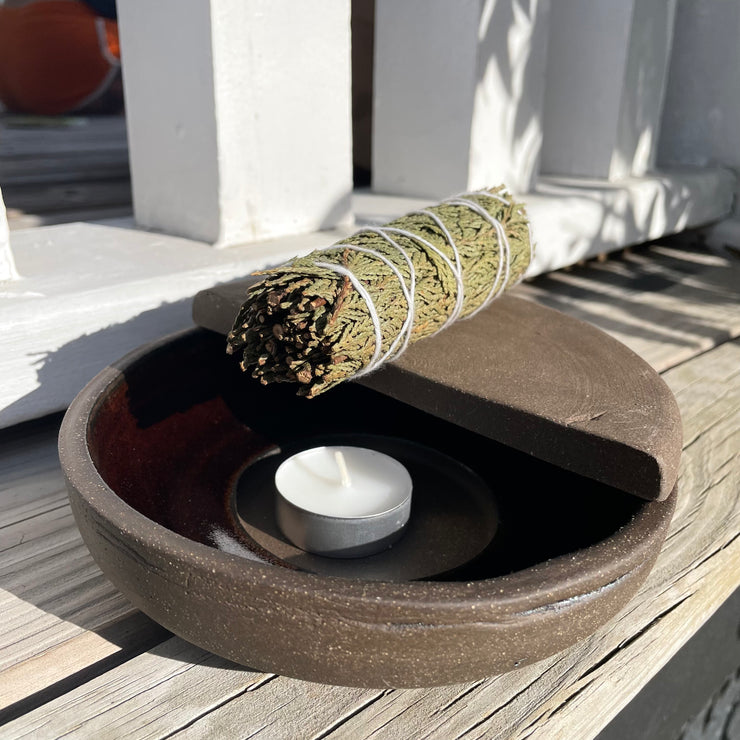 Deep Black Temple Crucible Incense Burner
